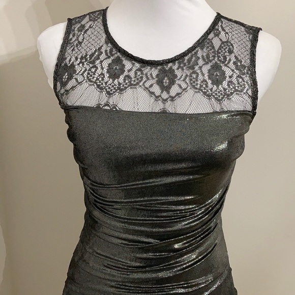 Armani Exchange NWT Gun Metal metallic /lace Dress XS - Picture 2 of 11